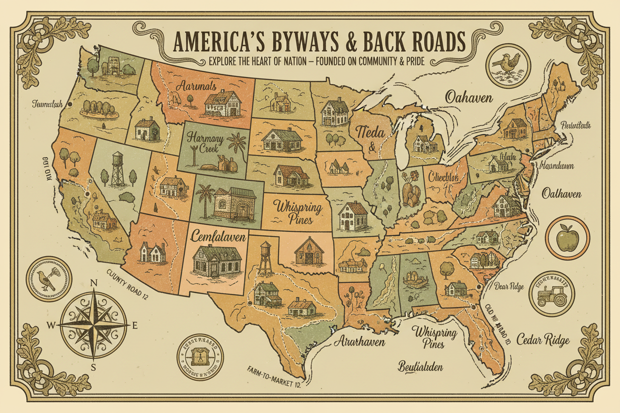 Vintage US Road Map